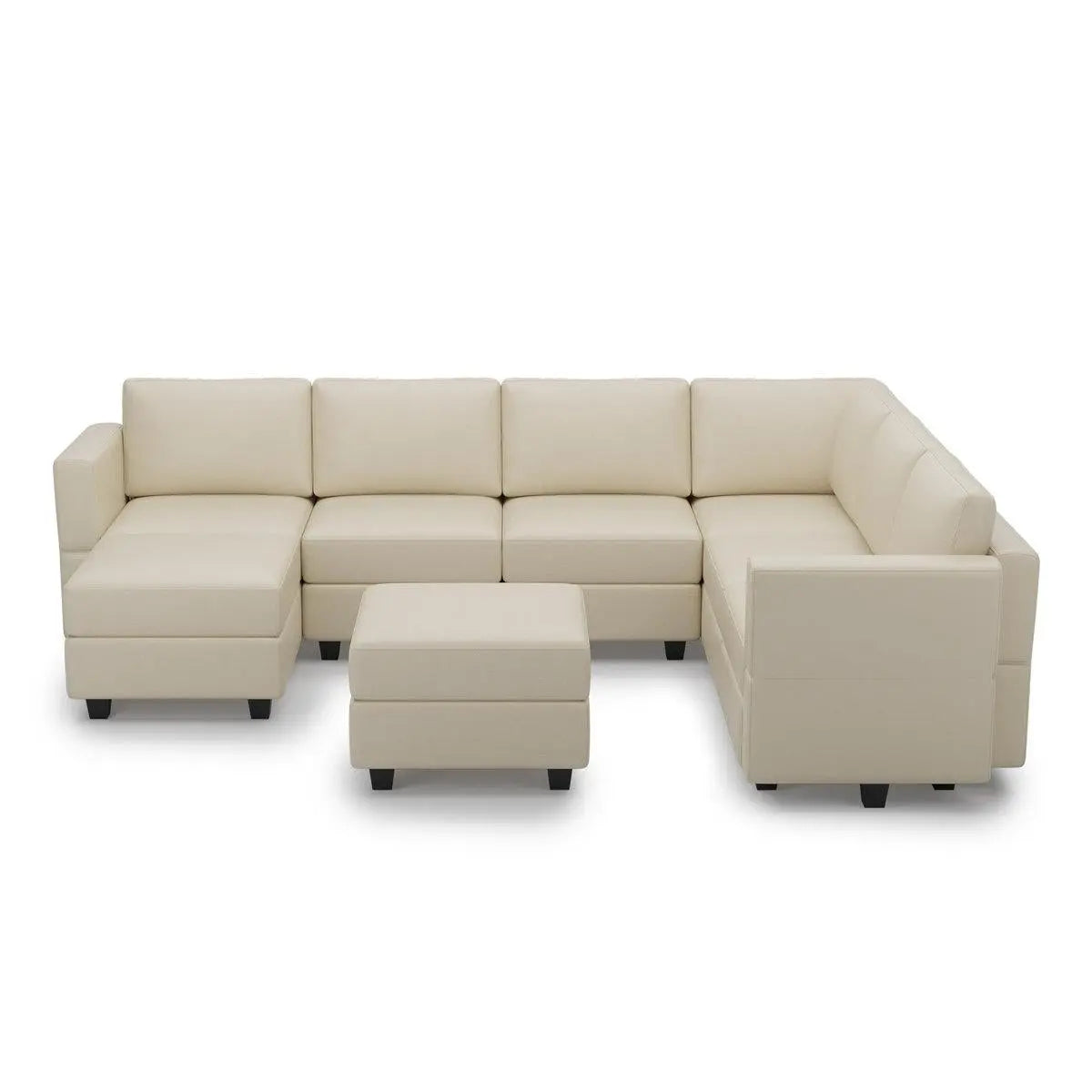 Beige Faux Leather Modular U Shaped Nine Piece Corner Sectional Homeroots Living Room