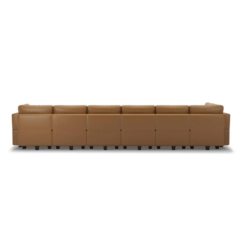 Beige Faux Leather Modular U Shaped Twelve Piece Corner Sectional Homeroots Living Room