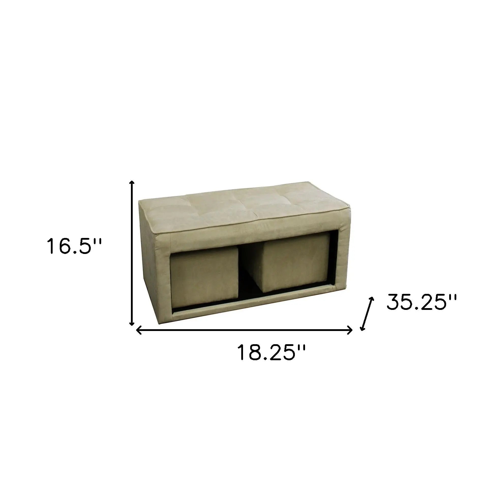 Beige Storage Bench and Ottoman Set Homeroots Living Room