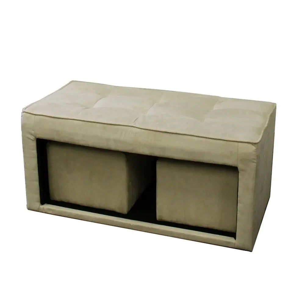 Beige Storage Bench and Ottoman Set Homeroots Living Room