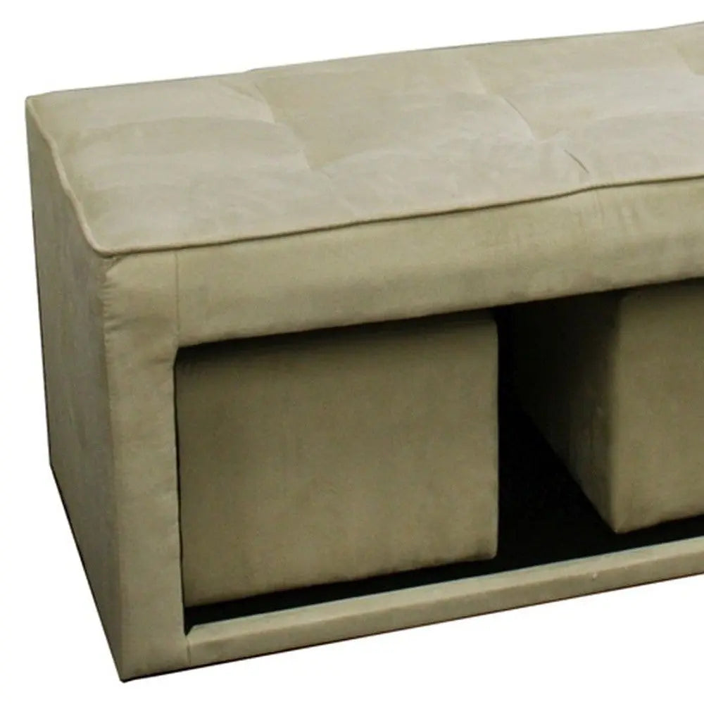 Beige Storage Bench and Ottoman Set Homeroots Living Room