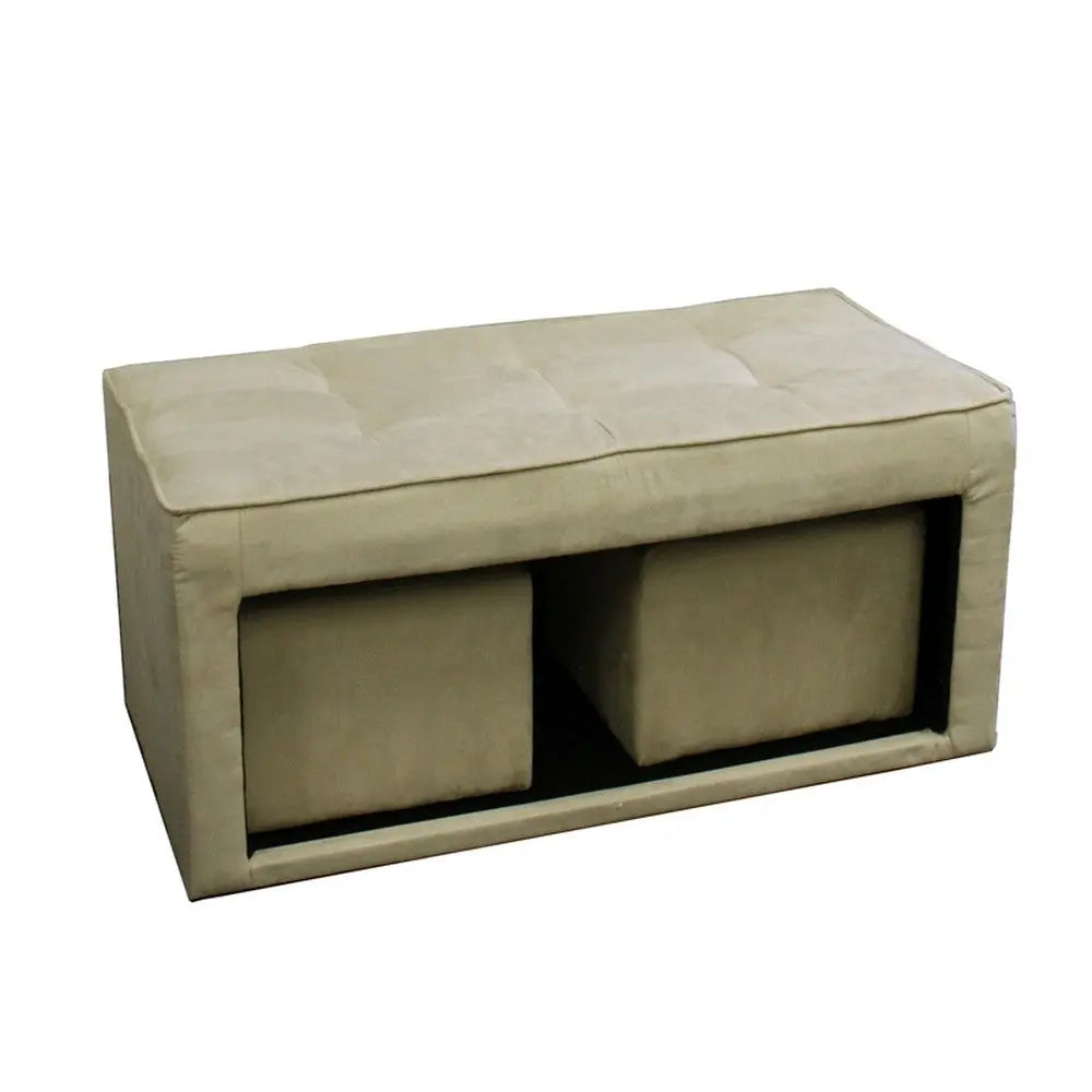 Beige Storage Bench and Ottoman Set Homeroots Living Room