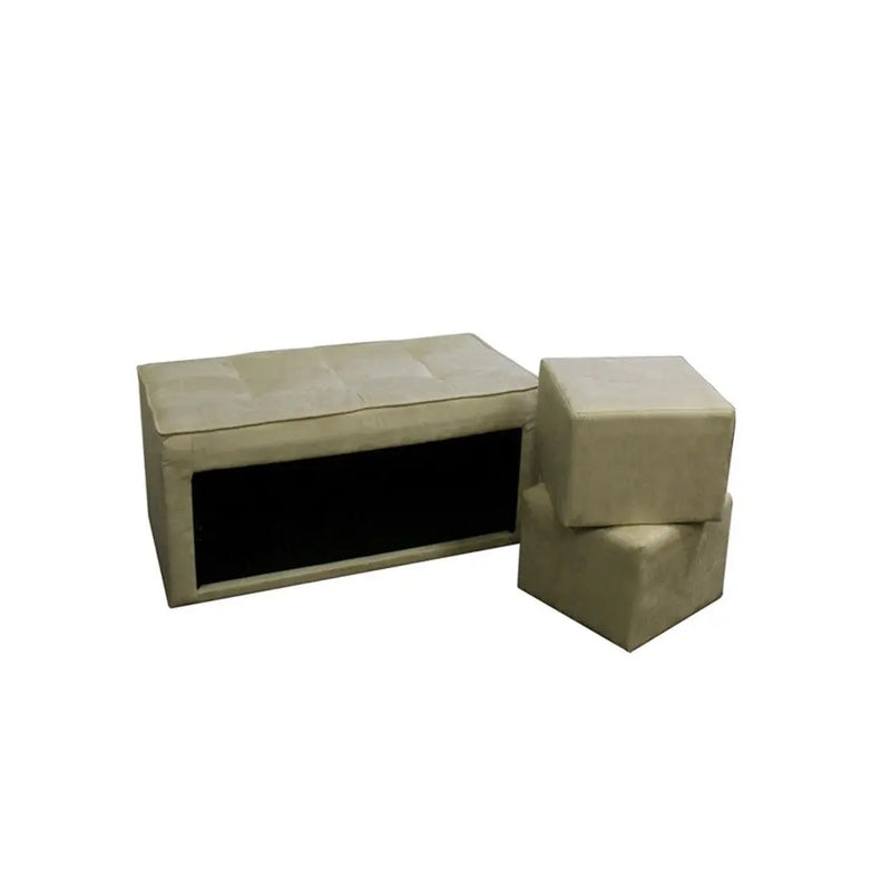 Beige Storage Bench and Ottoman Set Homeroots Living Room