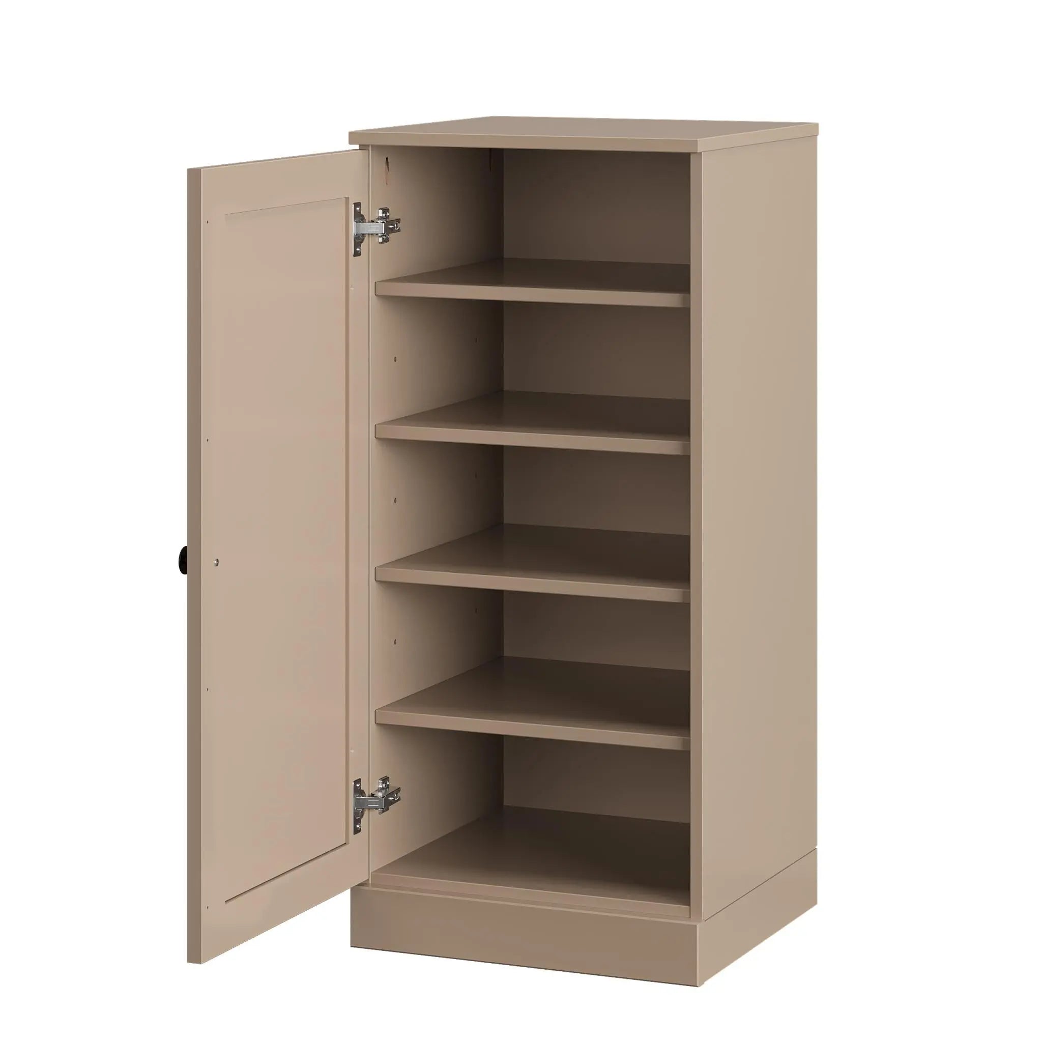 Beige Ten Pair Solid WoodShoe Storage Cabinet Homeroots Organization