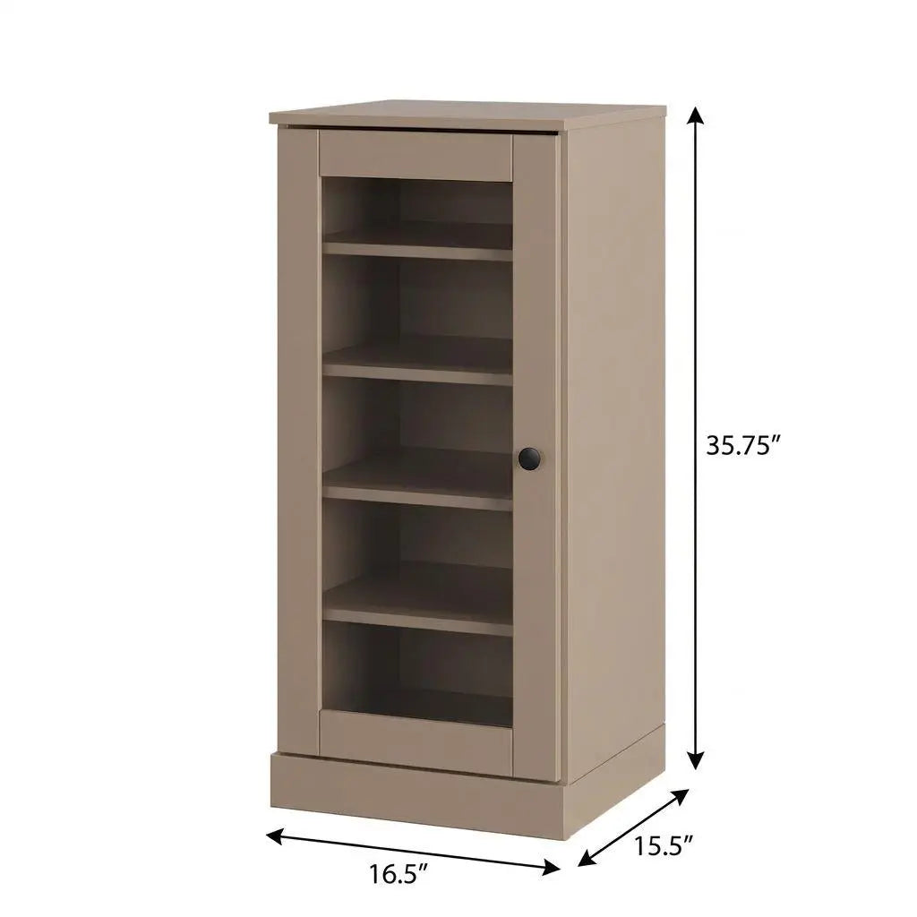 Beige Ten Pair Solid WoodShoe Storage Cabinet Homeroots Organization