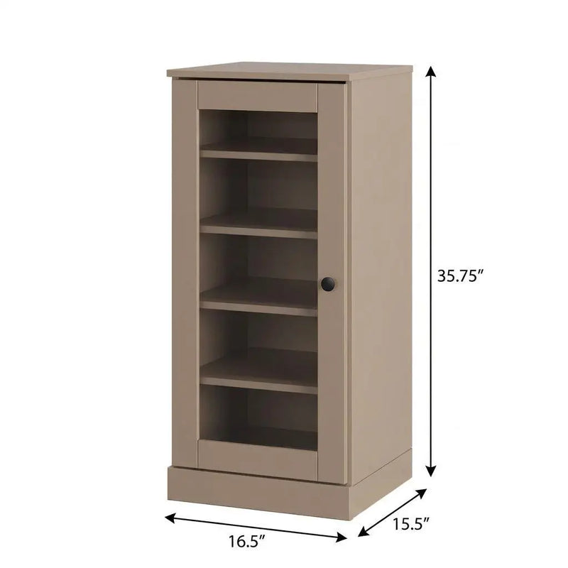 Beige Ten Pair Solid WoodShoe Storage Cabinet Homeroots Organization