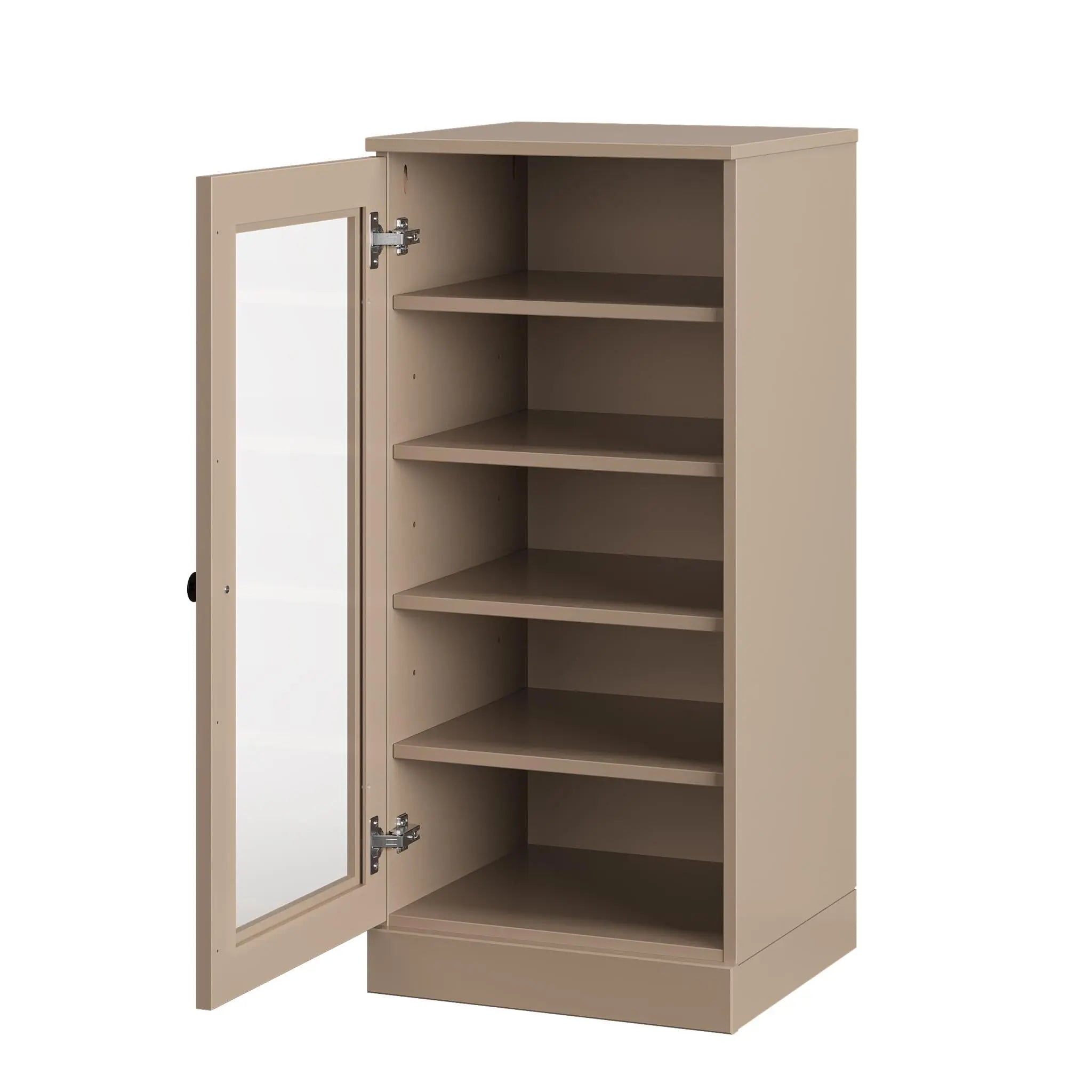 Beige Ten Pair Solid WoodShoe Storage Cabinet Homeroots Organization