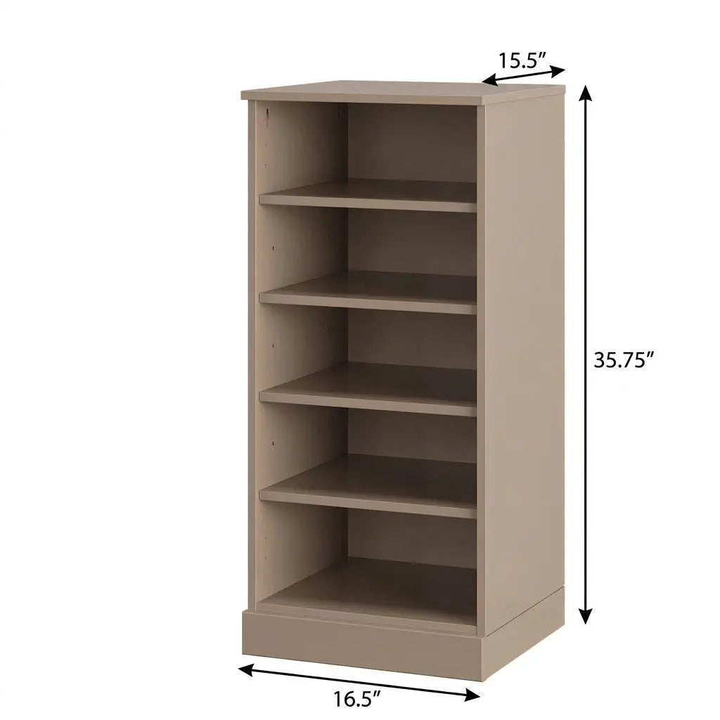 Beige Ten Pair Solid WoodShoe Storage Cabinet Homeroots Organization