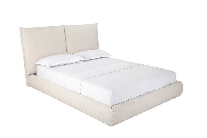 Beige Tufted Boucle Queen Bed Frame Homeroots Bed & Bath