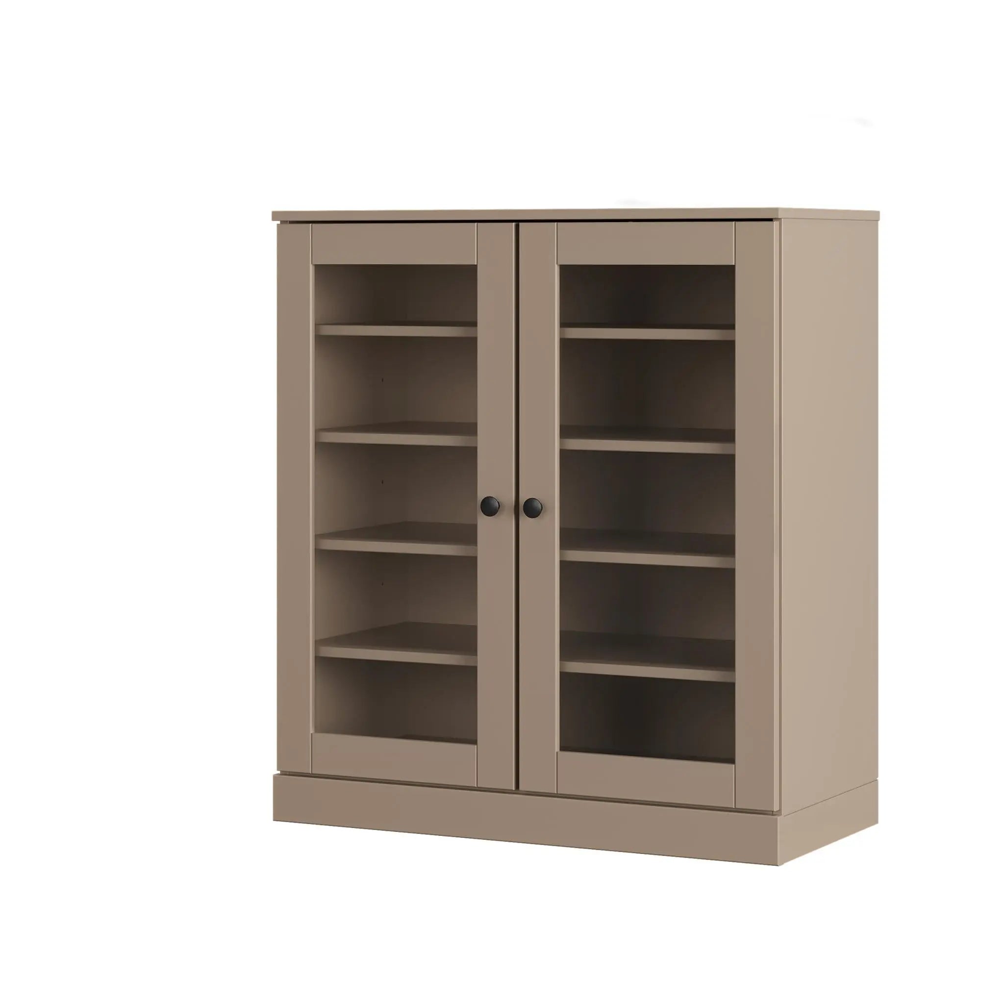 Beige Twenty Pair Solid WoodShoe Storage Cabinet Homeroots Organization