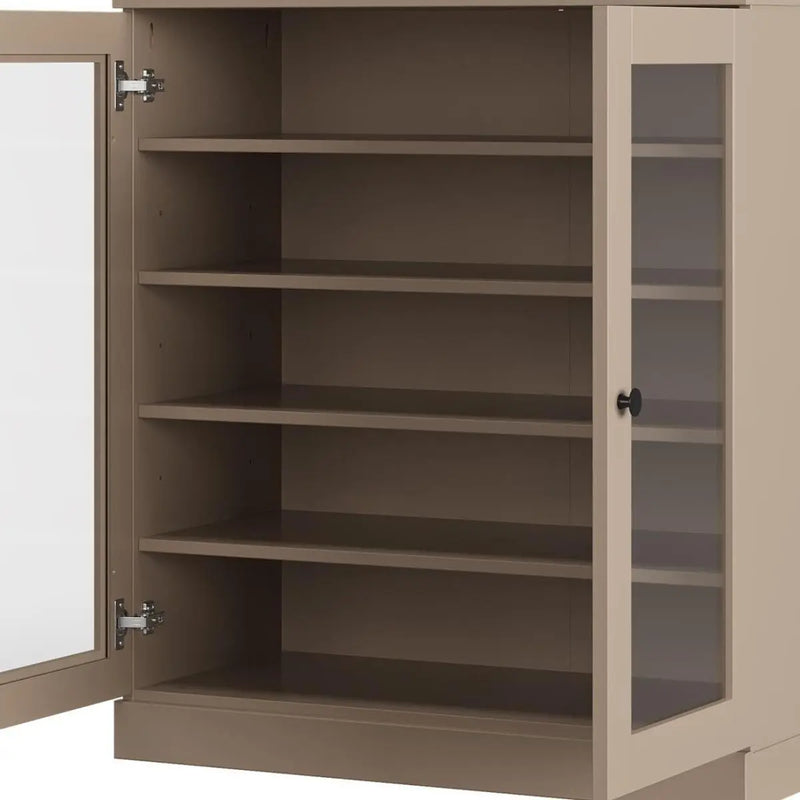 Beige Twenty Pair Solid WoodShoe Storage Cabinet Homeroots Organization