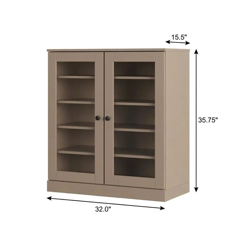 Beige Twenty Pair Solid WoodShoe Storage Cabinet Homeroots Organization