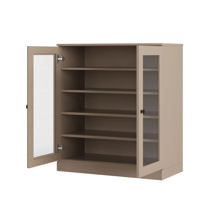 Beige Twenty Pair Solid WoodShoe Storage Cabinet Homeroots Organization