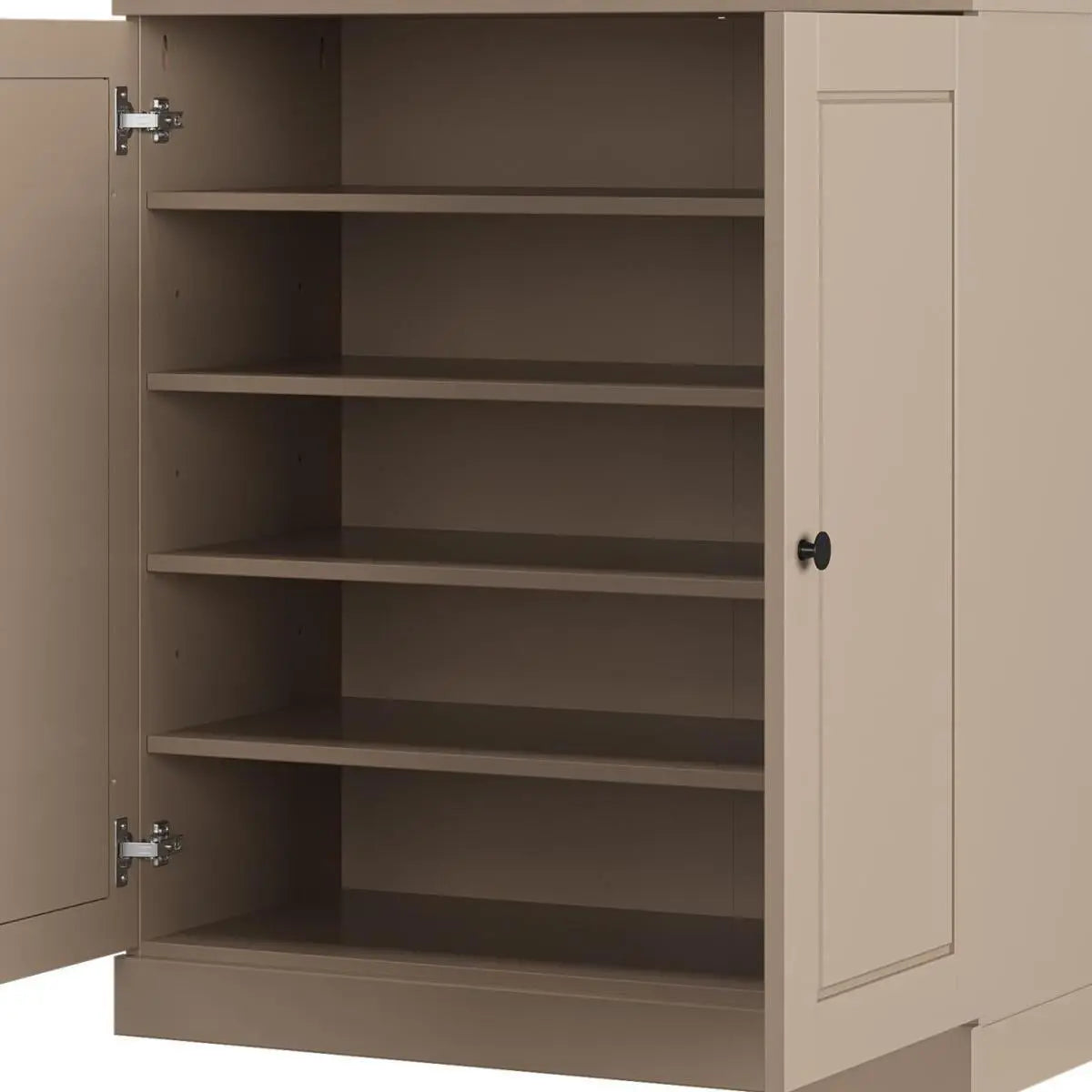 Beige Twenty Pair Solid WoodShoe Storage Cabinet Homeroots Organization