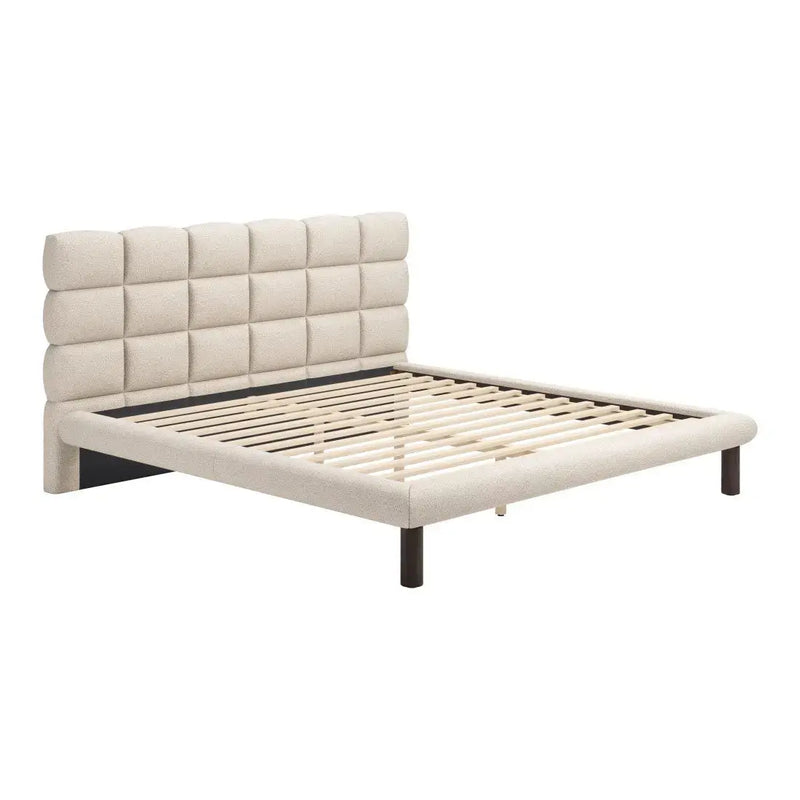 Beige Upholstered King Bed Frame Homeroots Bed & Bath