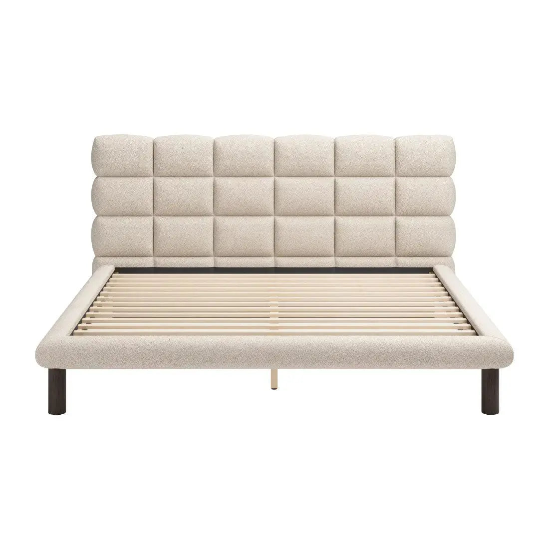 Beige Upholstered King Bed Frame Homeroots Bed & Bath