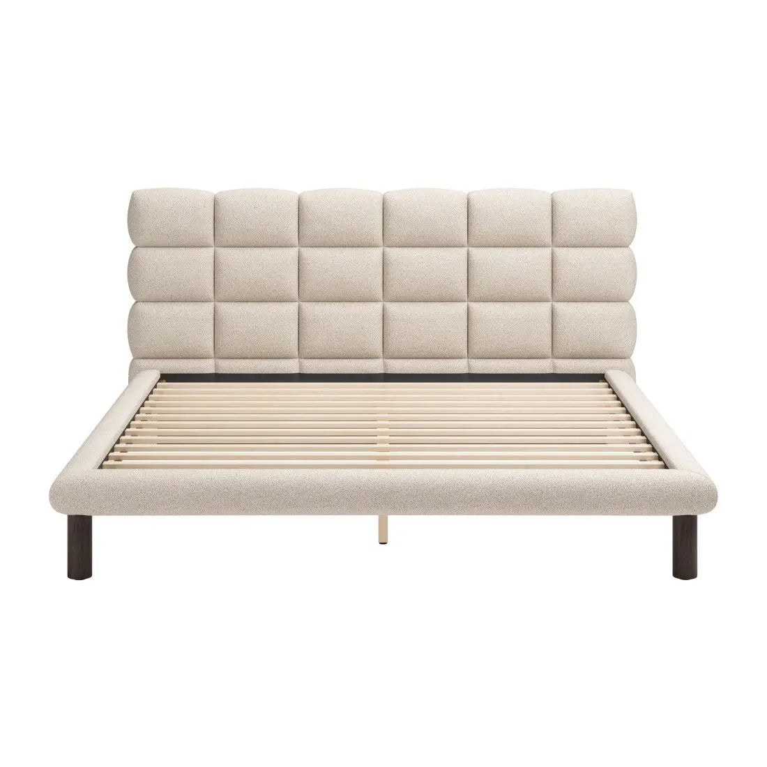 Beige Upholstered King Bed Frame Homeroots Bed & Bath