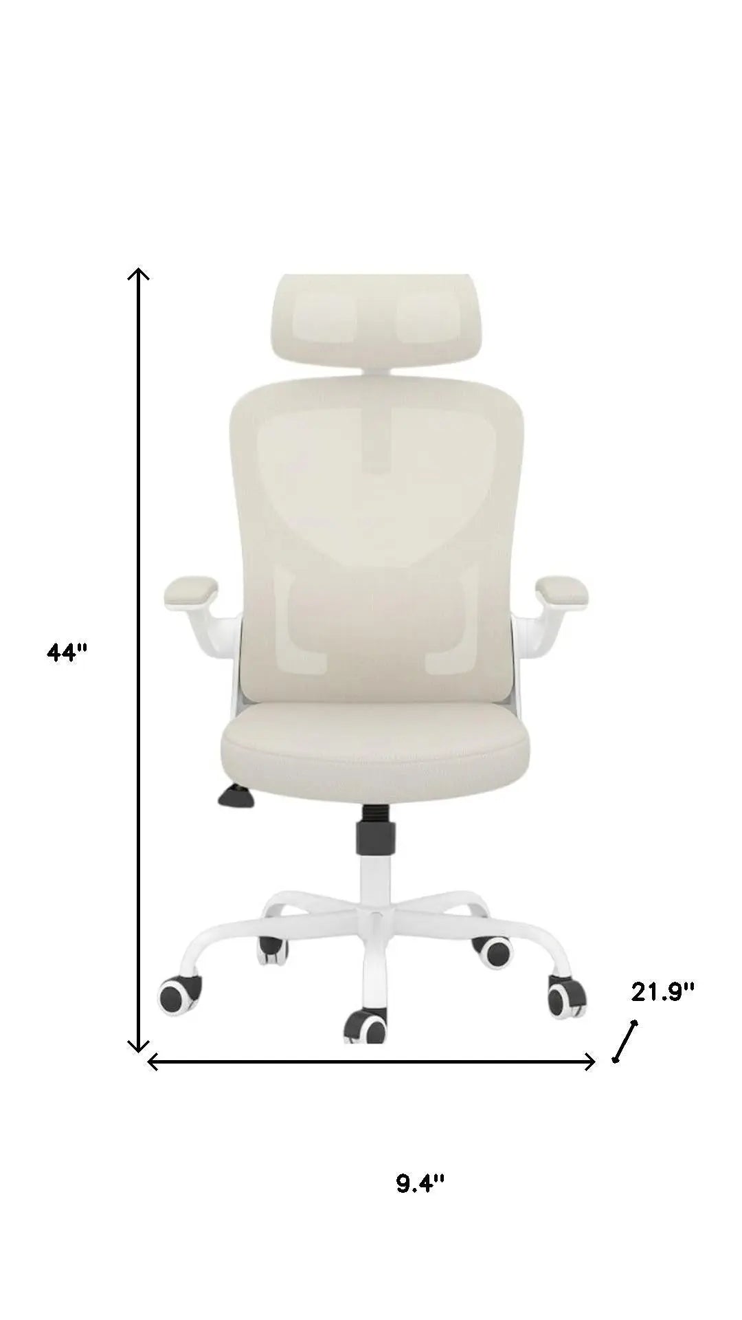 Beige White and Black Adjustable Height Swivel Rolling Office Chair Homeroots Office