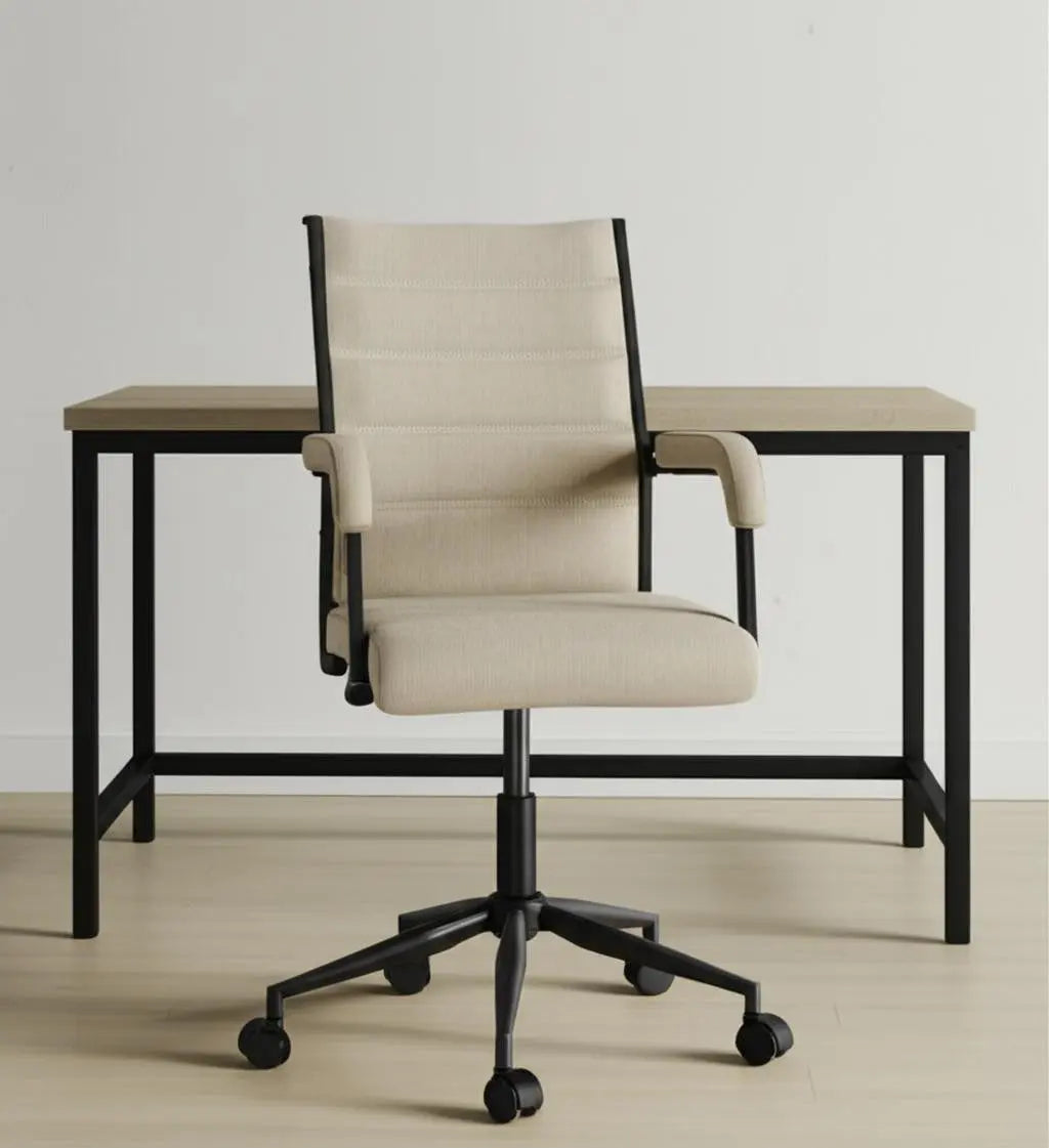 Beige and Black Adjustable Height Swivel Rolling Office Chair Homeroots Office