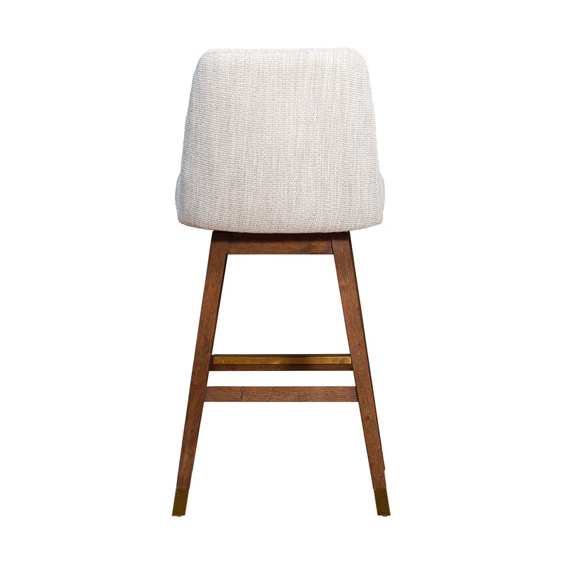 Beige and Brown Solid Wood Bar Height Swivel Bar Chair Homeroots Living Room
