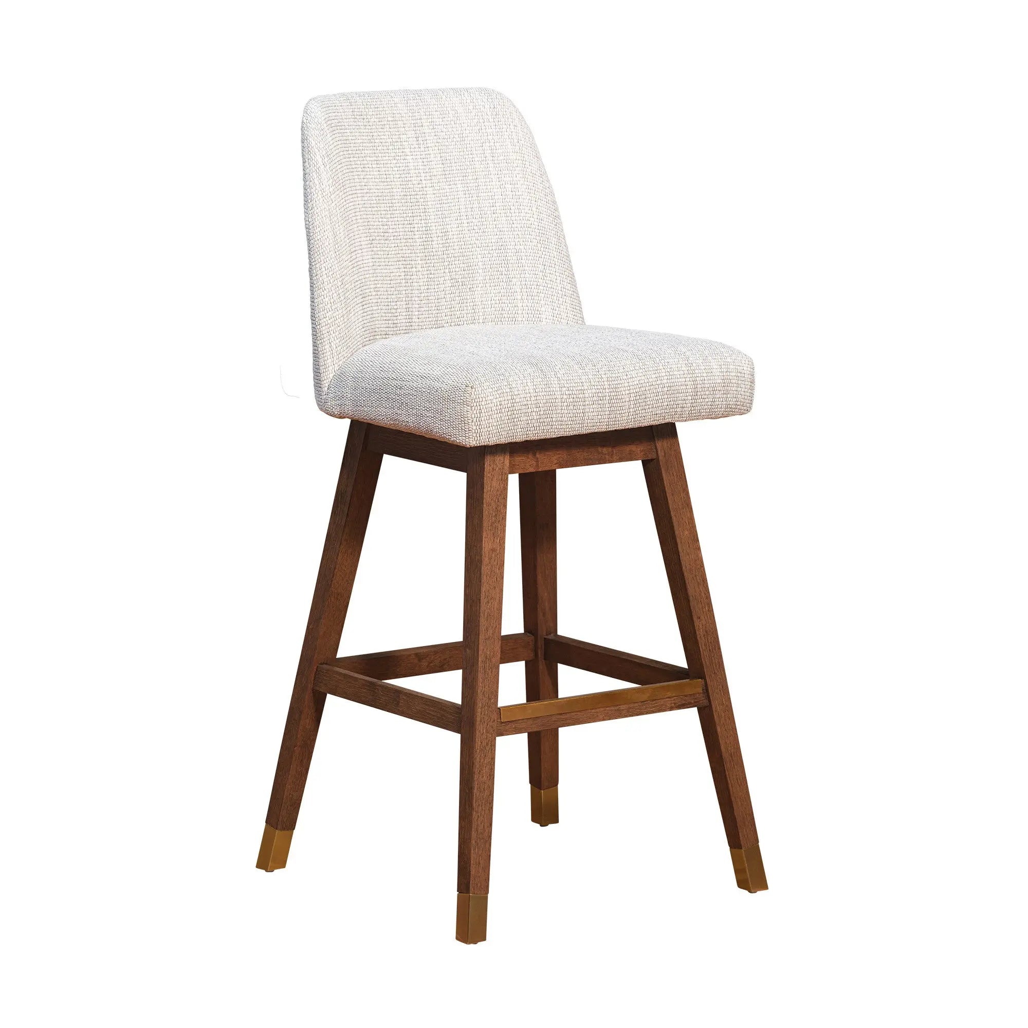 Beige and Brown Solid Wood Bar Height Swivel Bar Chair Homeroots Living Room