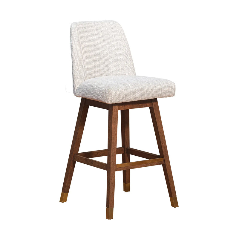 Beige and Brown Solid Wood Bar Height Swivel Bar Chair Homeroots Living Room
