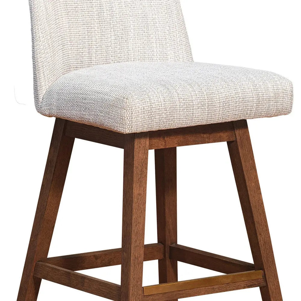 Beige and Brown Solid Wood Bar Height Swivel Bar Chair Homeroots Living Room
