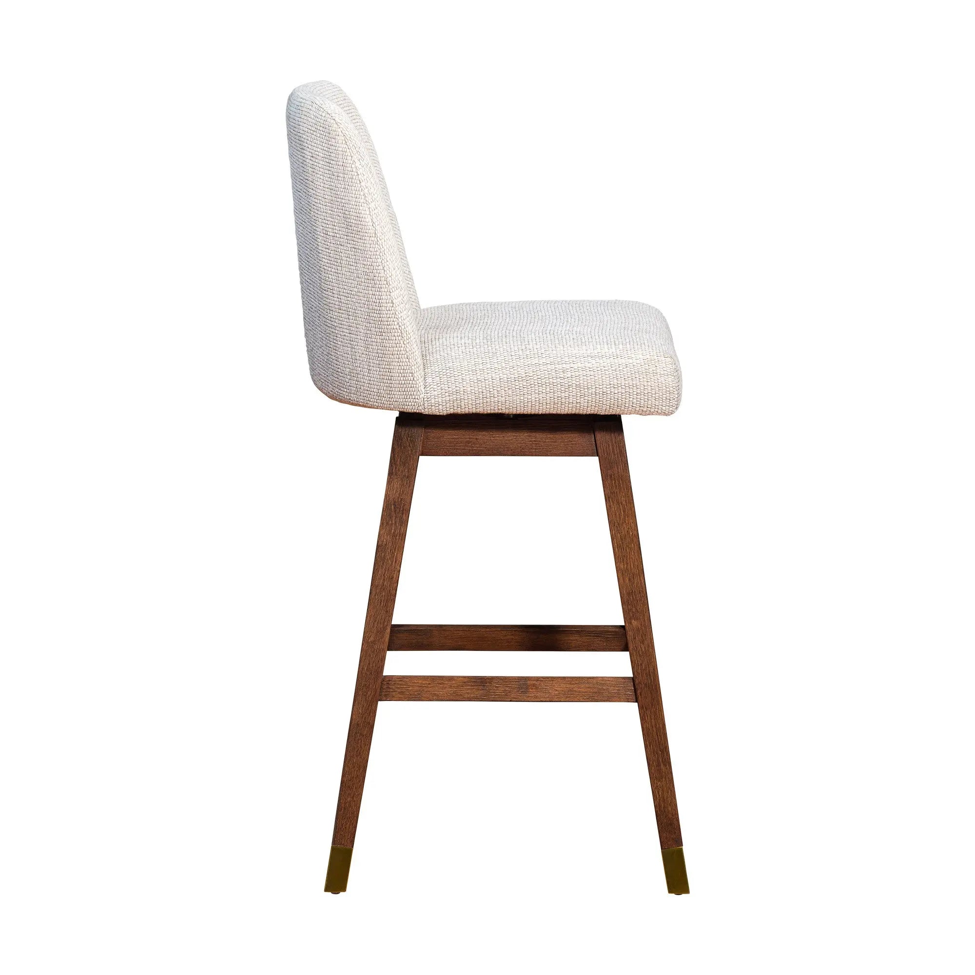 Beige and Brown Solid Wood Bar Height Swivel Bar Chair Homeroots Living Room