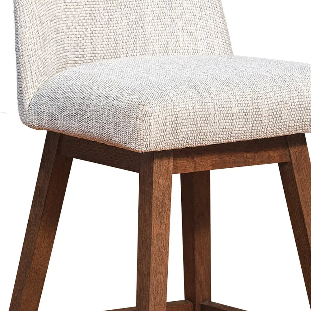Beige and Brown Solid Wood Bar Height Swivel Bar Chair Homeroots Living Room