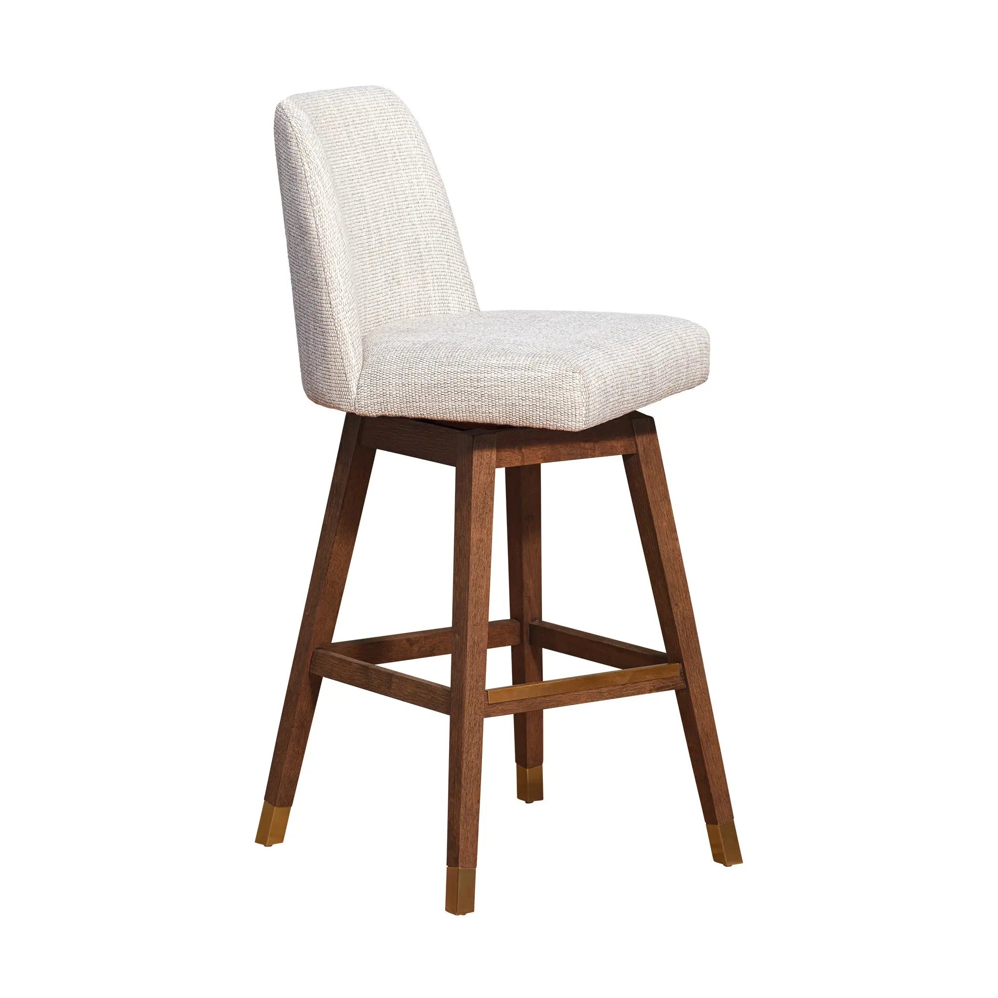 Beige and Brown Solid Wood Bar Height Swivel Bar Chair Homeroots Living Room