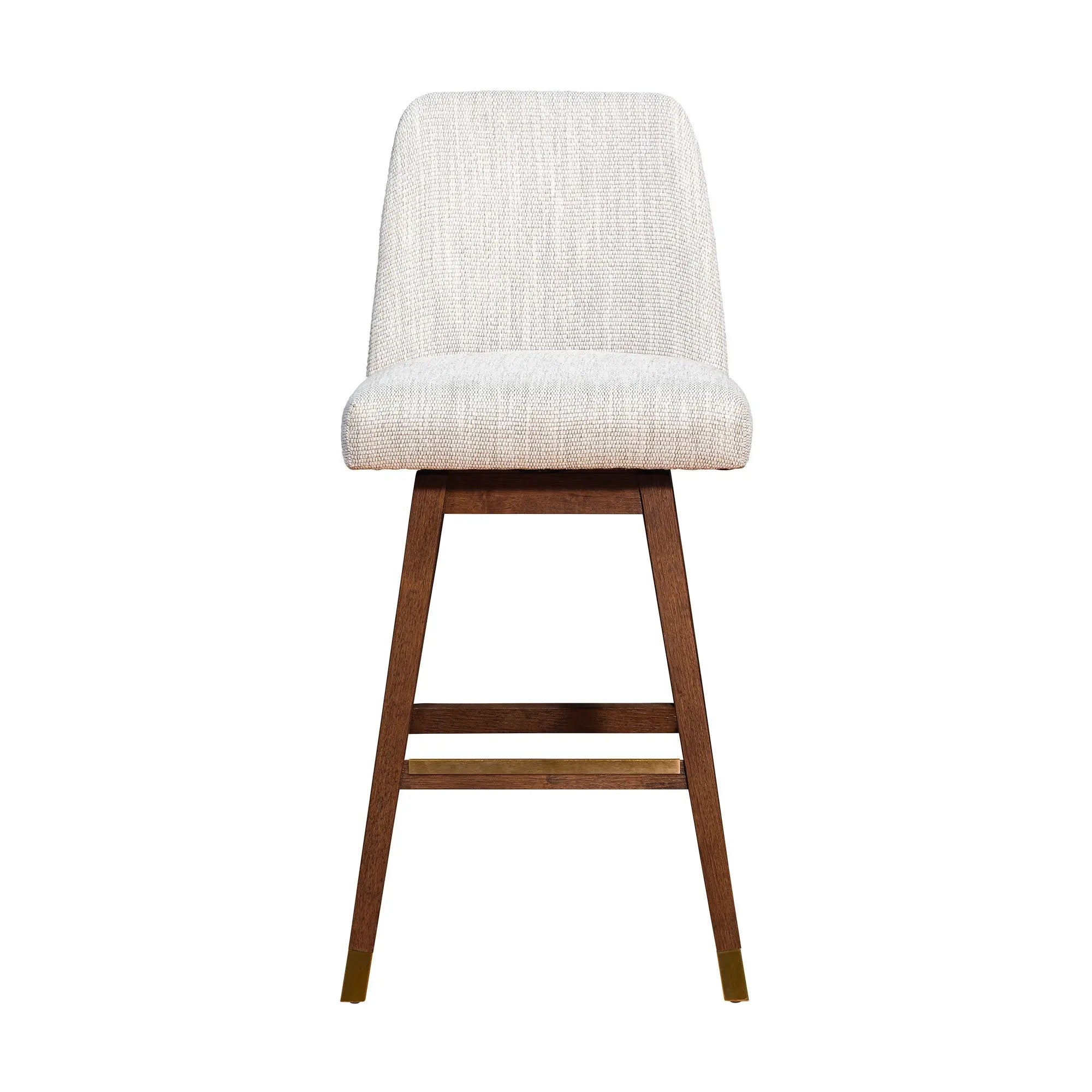 Beige and Brown Solid Wood Bar Height Swivel Bar Chair Homeroots Living Room