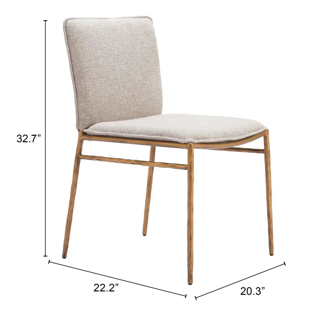 Beige and Gold Upholstered Fabric Dining Side Chair Homeroots