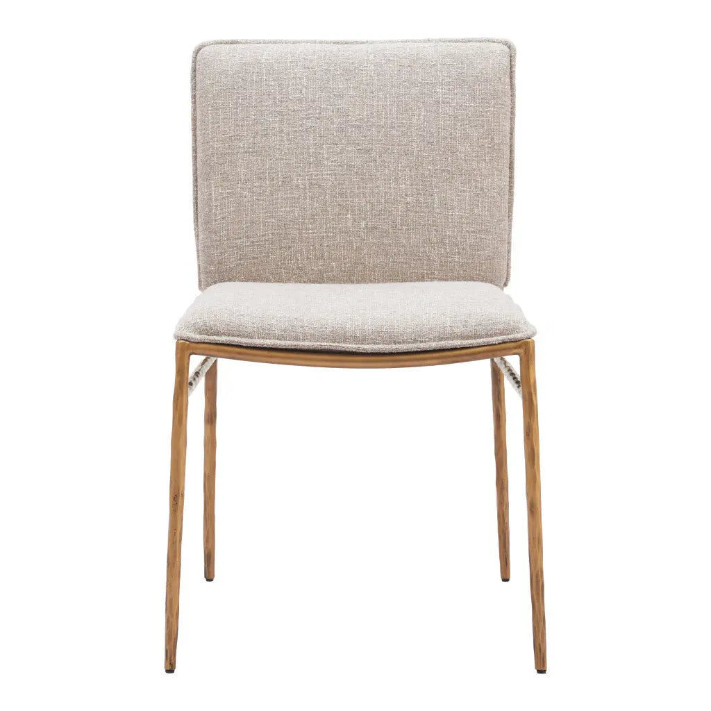 Beige and Gold Upholstered Fabric Dining Side Chair Homeroots