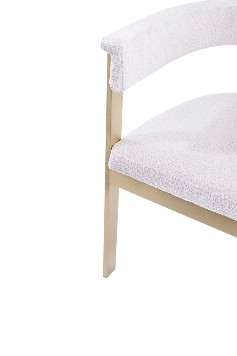 Beige and Gold Upholstered Velvet Slat Back Dining Arm Chair Homeroots Kitchen & Dining