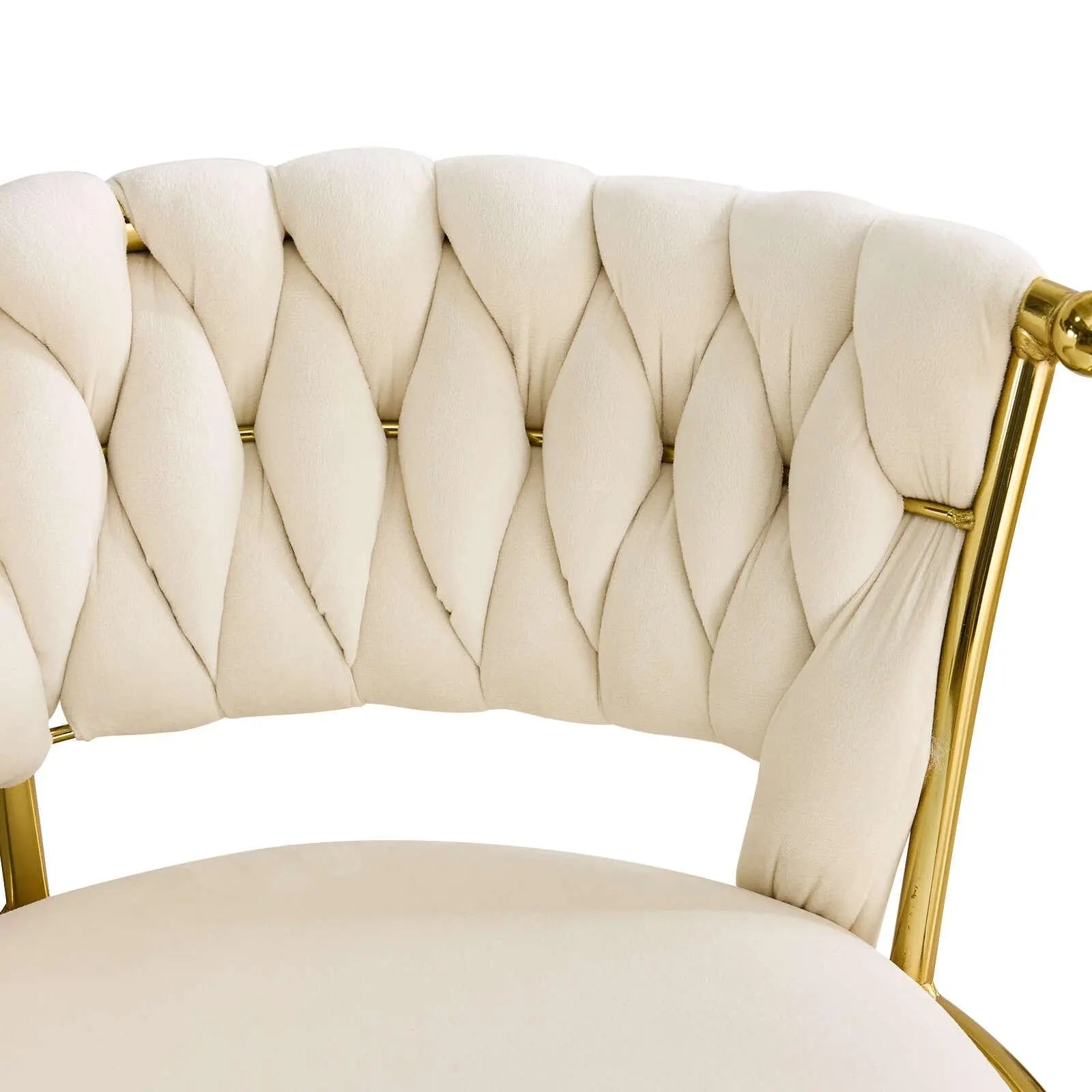 Beige and Gold Velvet and Metal Low Back Adjustable Height Swivel Bar Chair Homeroots Living Room