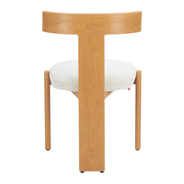 Beige and Natural Upholstered Olefin And Aluminum Open Back Dining Side Chair - GreatEagleInc