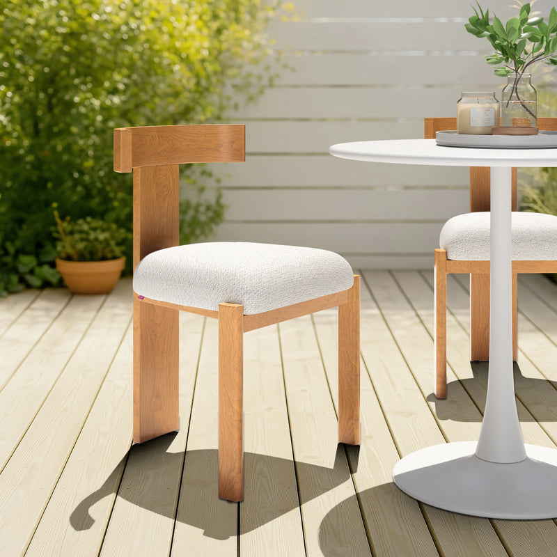 Beige and Natural Upholstered Olefin And Aluminum Open Back Dining Side Chair - GreatEagleInc
