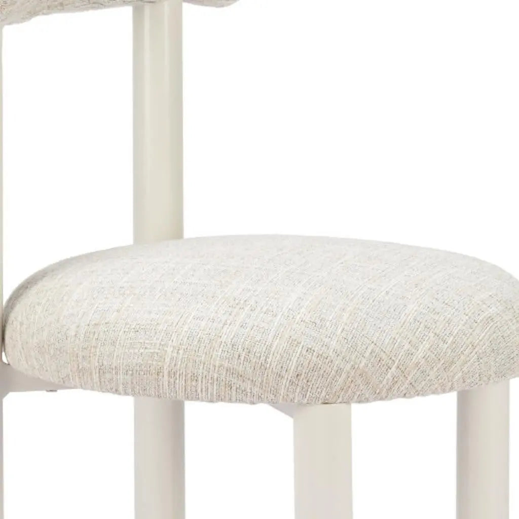 Beige and White Upholstered And Aluminum Open Back Dining Side Chair Homeroots