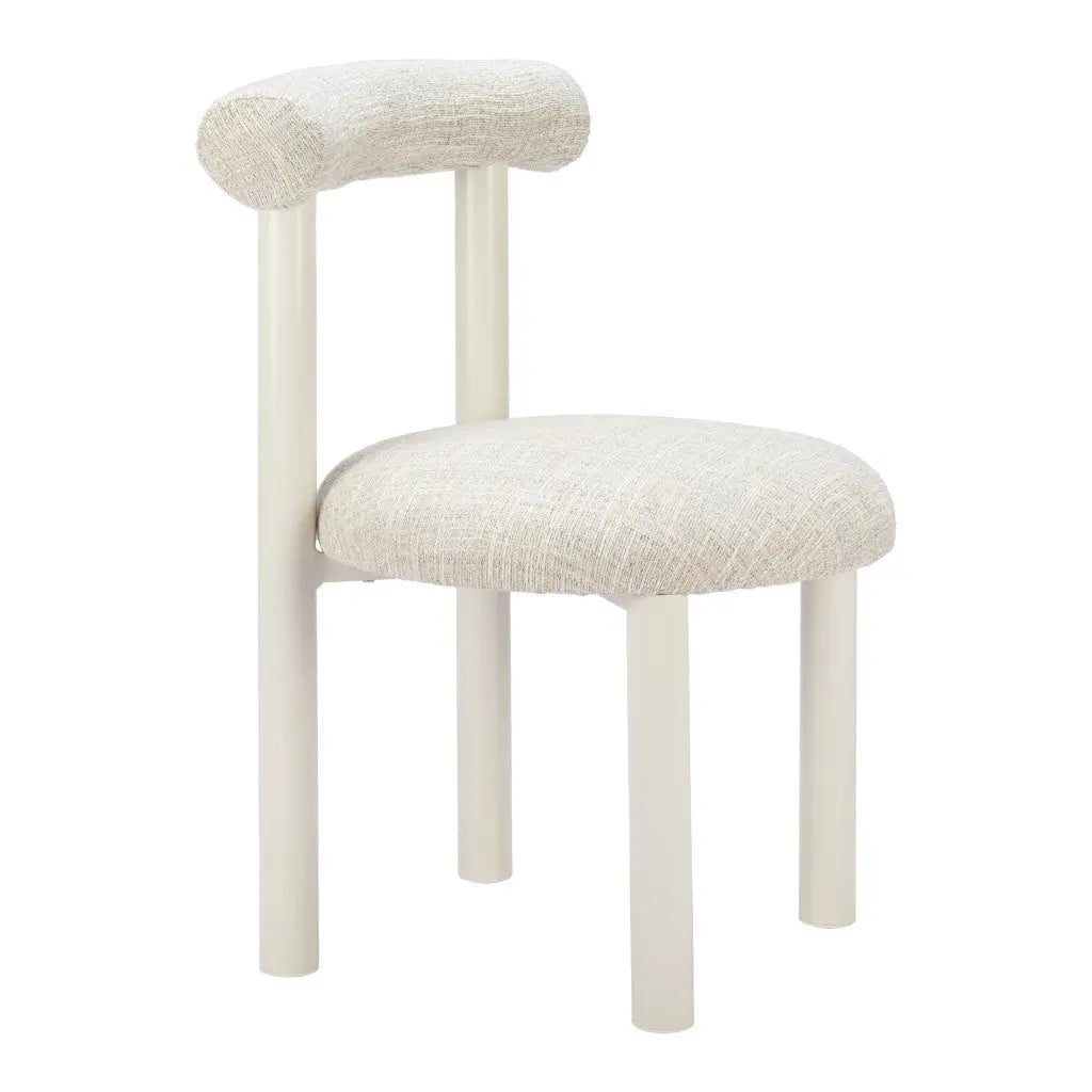 Beige and White Upholstered And Aluminum Open Back Dining Side Chair Homeroots