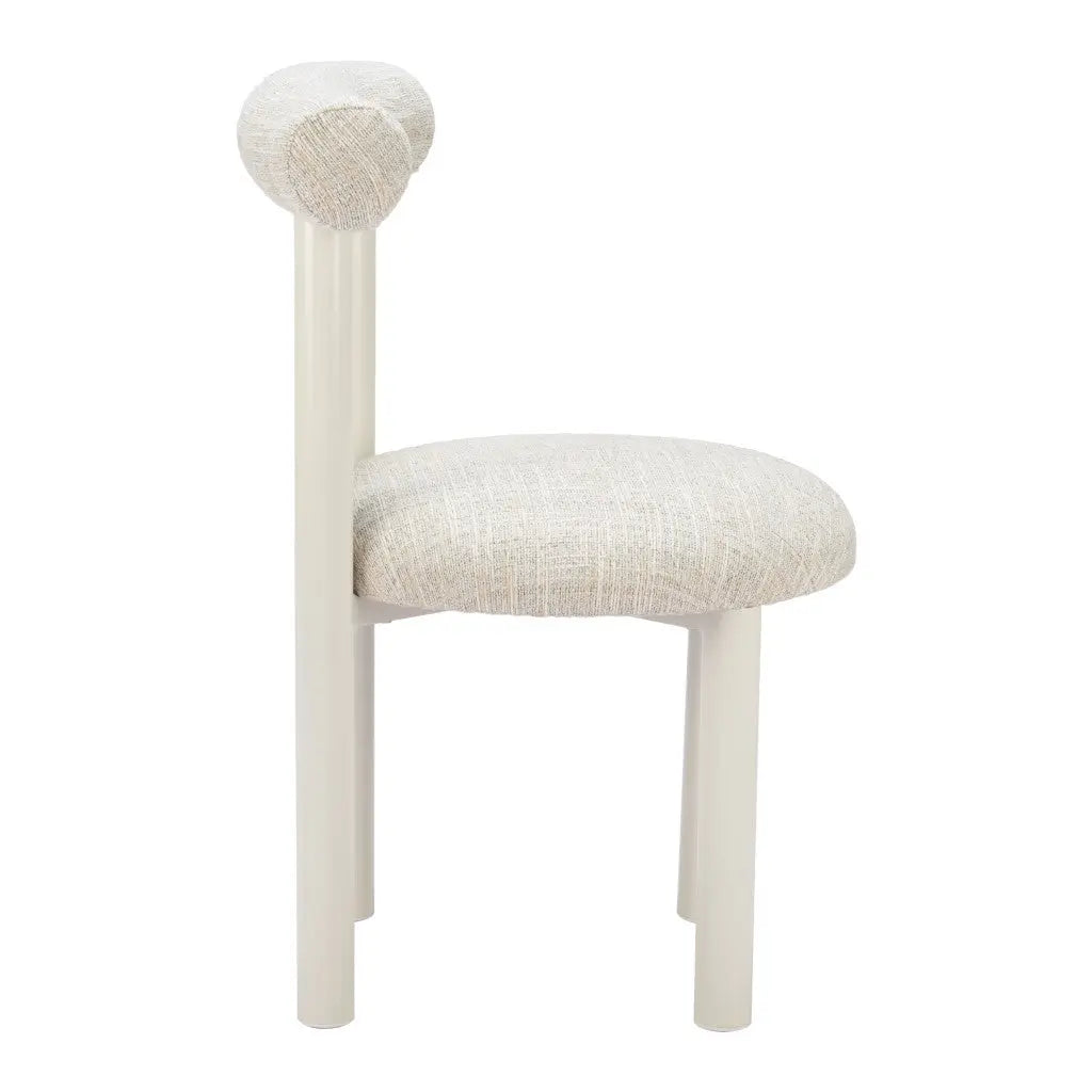 Beige and White Upholstered And Aluminum Open Back Dining Side Chair Homeroots