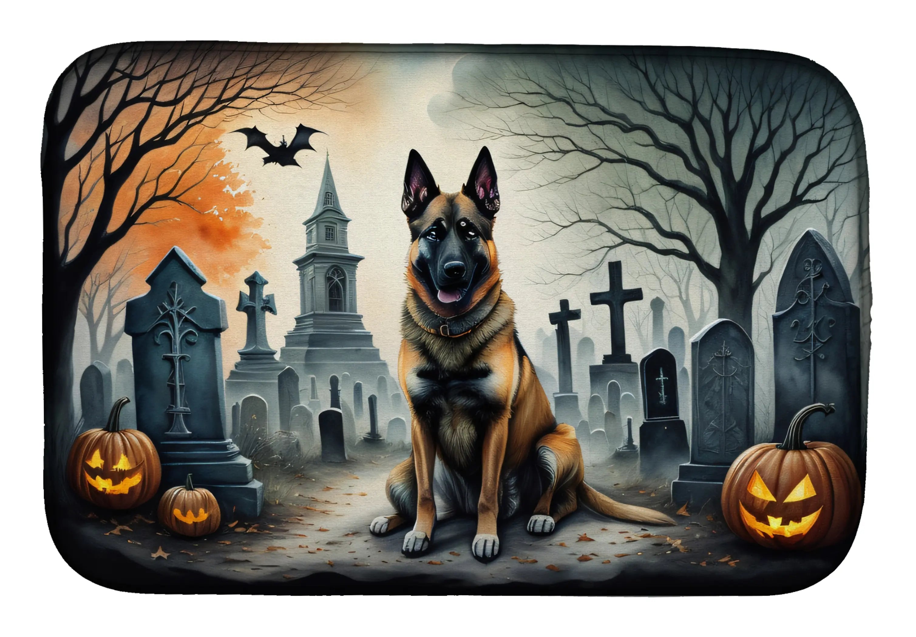 Belgian Malinois Spooky Halloween Dish Drying Mat Caroline's Treasures
