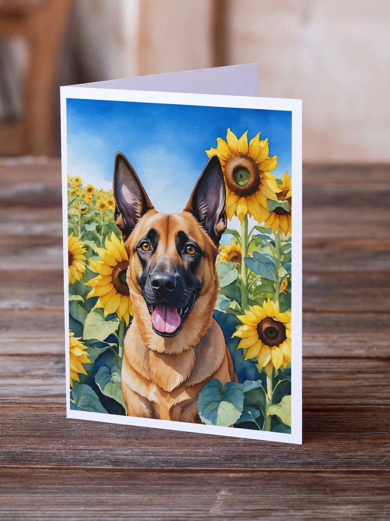 Belgian Malinois in Sunflowers Greeting Cards Pack of 8 Caroline's Treasures