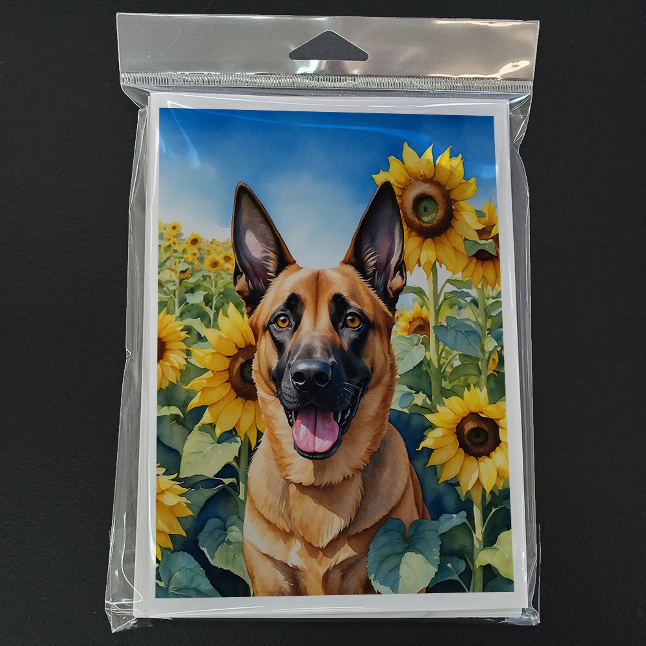 Belgian Malinois in Sunflowers Greeting Cards Pack of 8 Caroline's Treasures