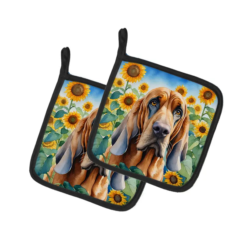 Belgian Malinois in Sunflowers Pair of Pot Holders Caroline's Treasures