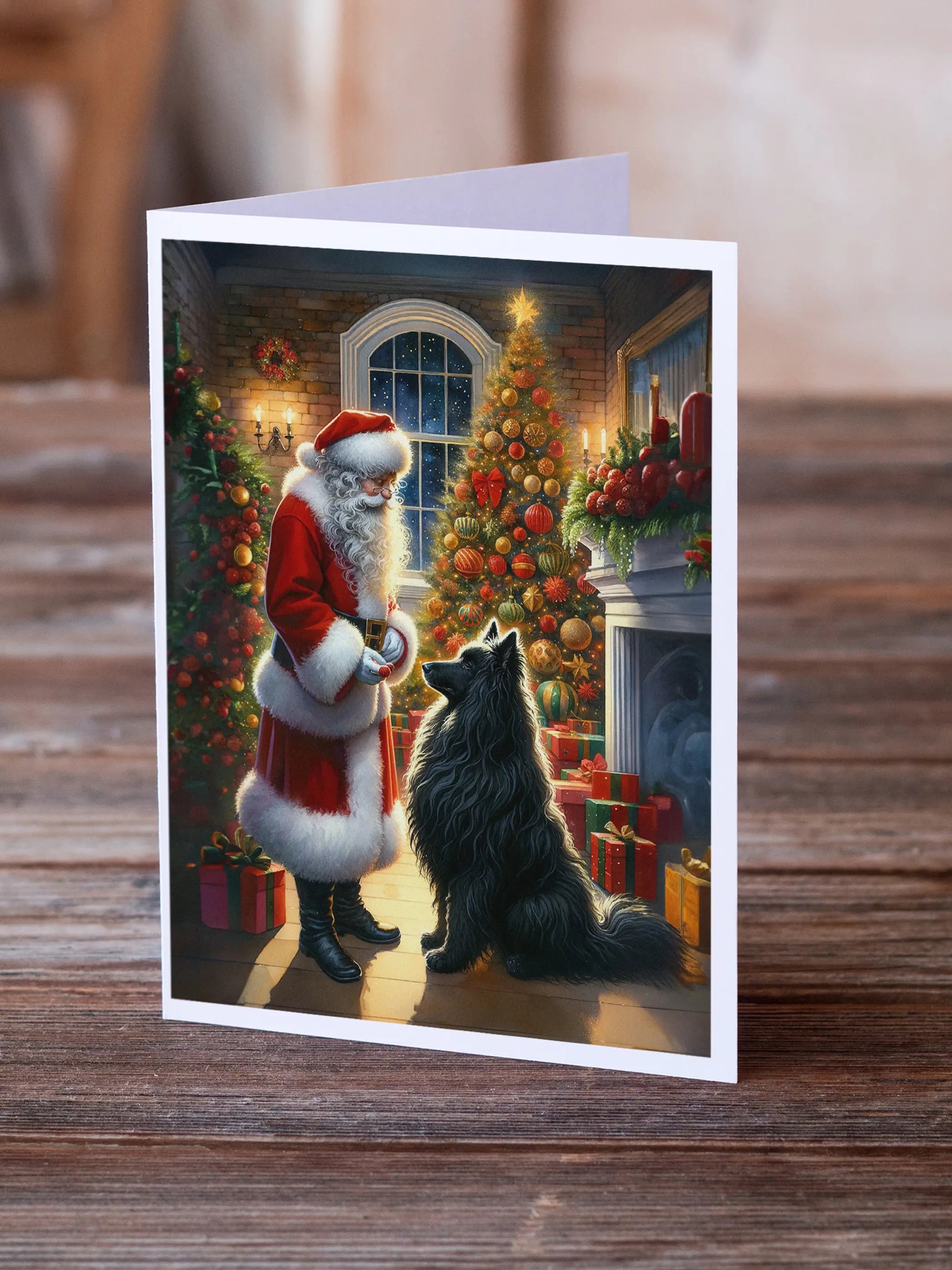Belgian Sheepdog and Santa Claus Greeting Cards Pack of 8 Caroline's Treasures