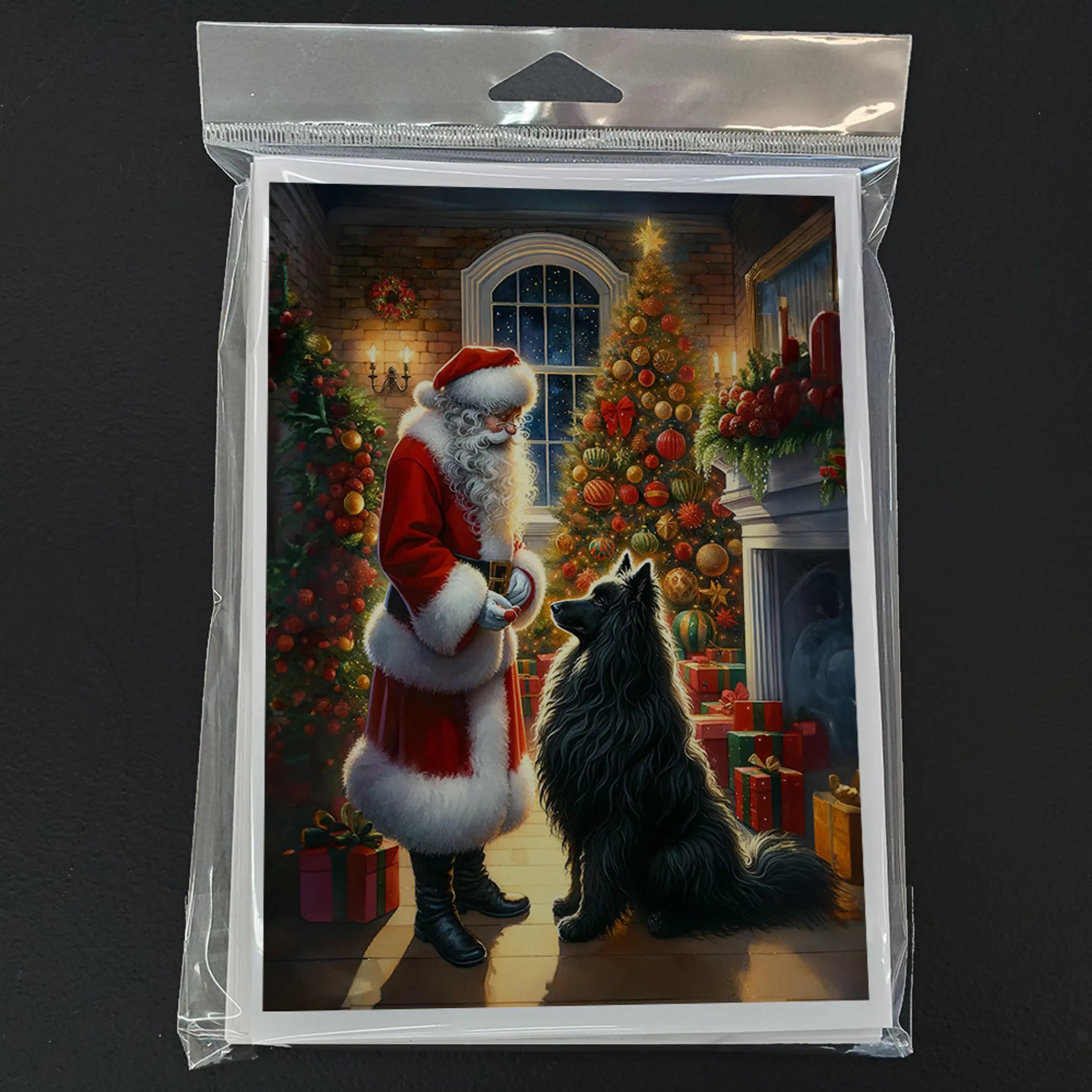 Belgian Sheepdog and Santa Claus Greeting Cards Pack of 8 Caroline's Treasures