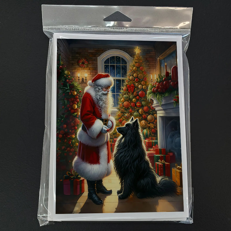 Belgian Sheepdog and Santa Claus Greeting Cards Pack of 8 Caroline's Treasures