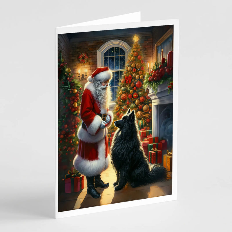 Belgian Sheepdog and Santa Claus Greeting Cards Pack of 8 Caroline's Treasures