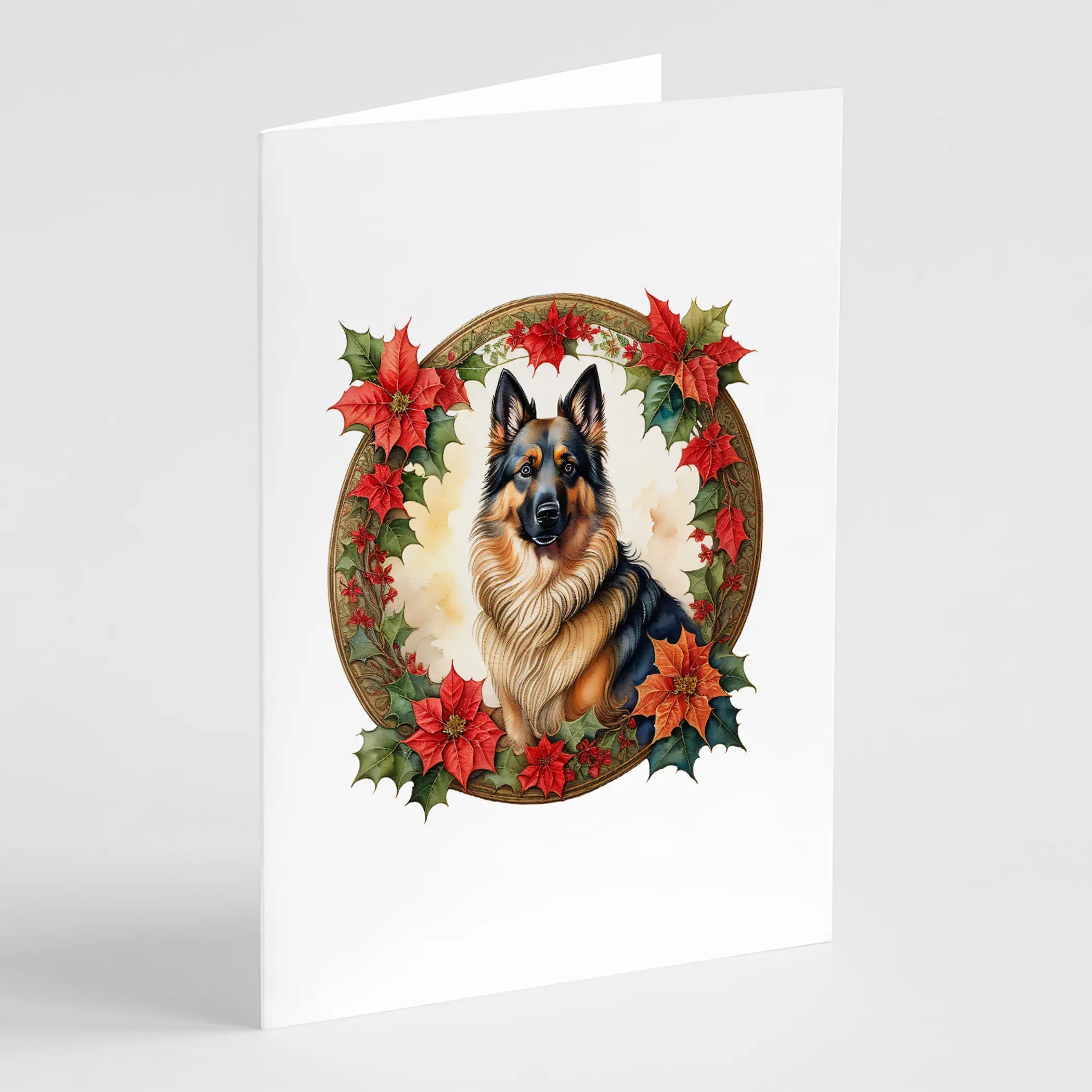 Belgian Tervuren Christmas Flowers Greeting Cards Pack of 8 Caroline's Treasures
