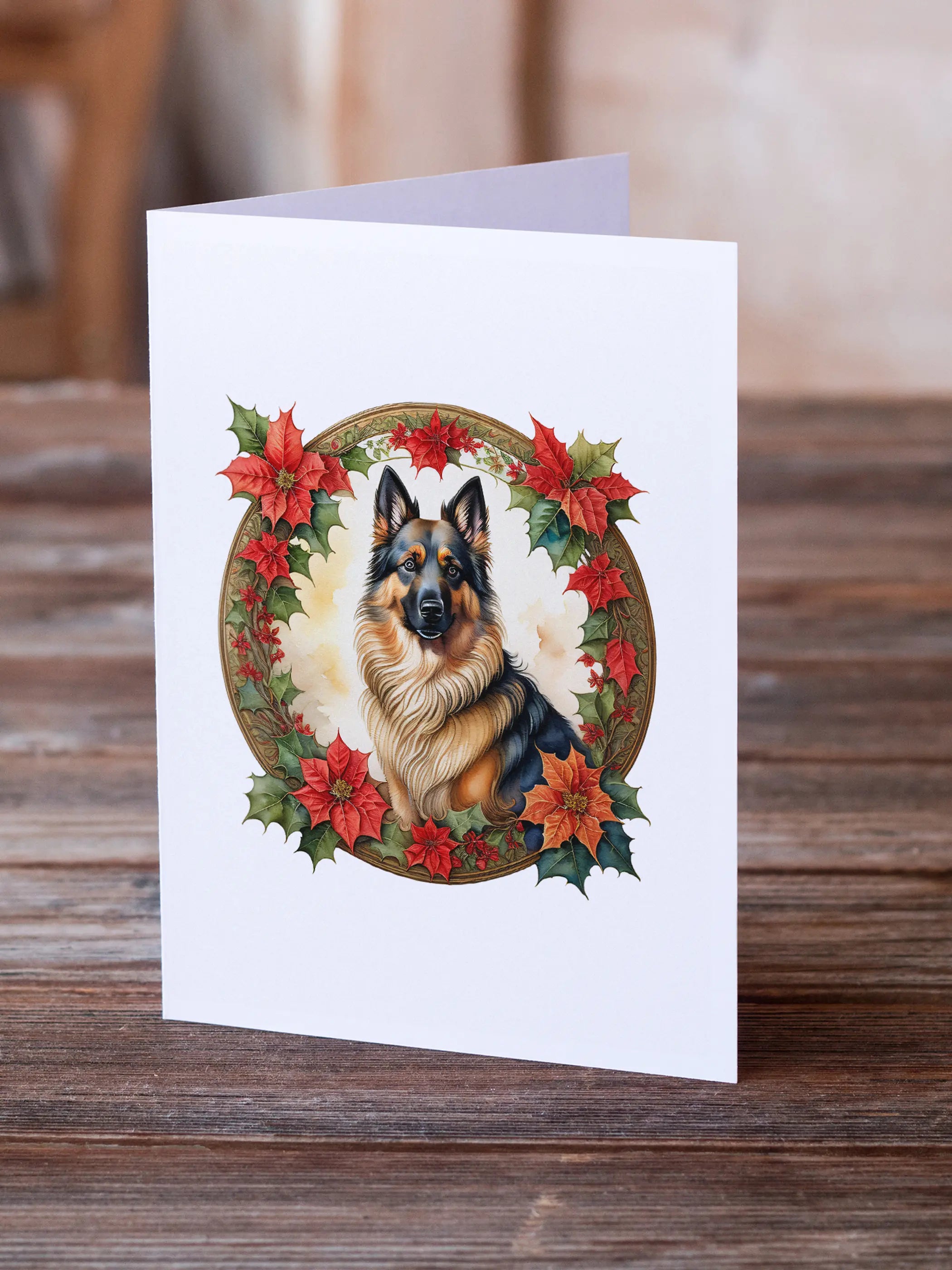 Belgian Tervuren Christmas Flowers Greeting Cards Pack of 8 Caroline's Treasures